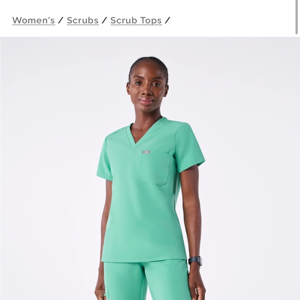 Figs Mint Green Short Sleeve Scrub Top